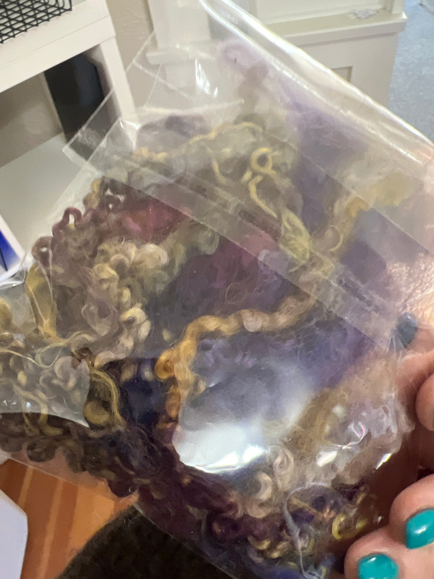 Romney Locks - Hand dyed Purples/Blues/Yellow
