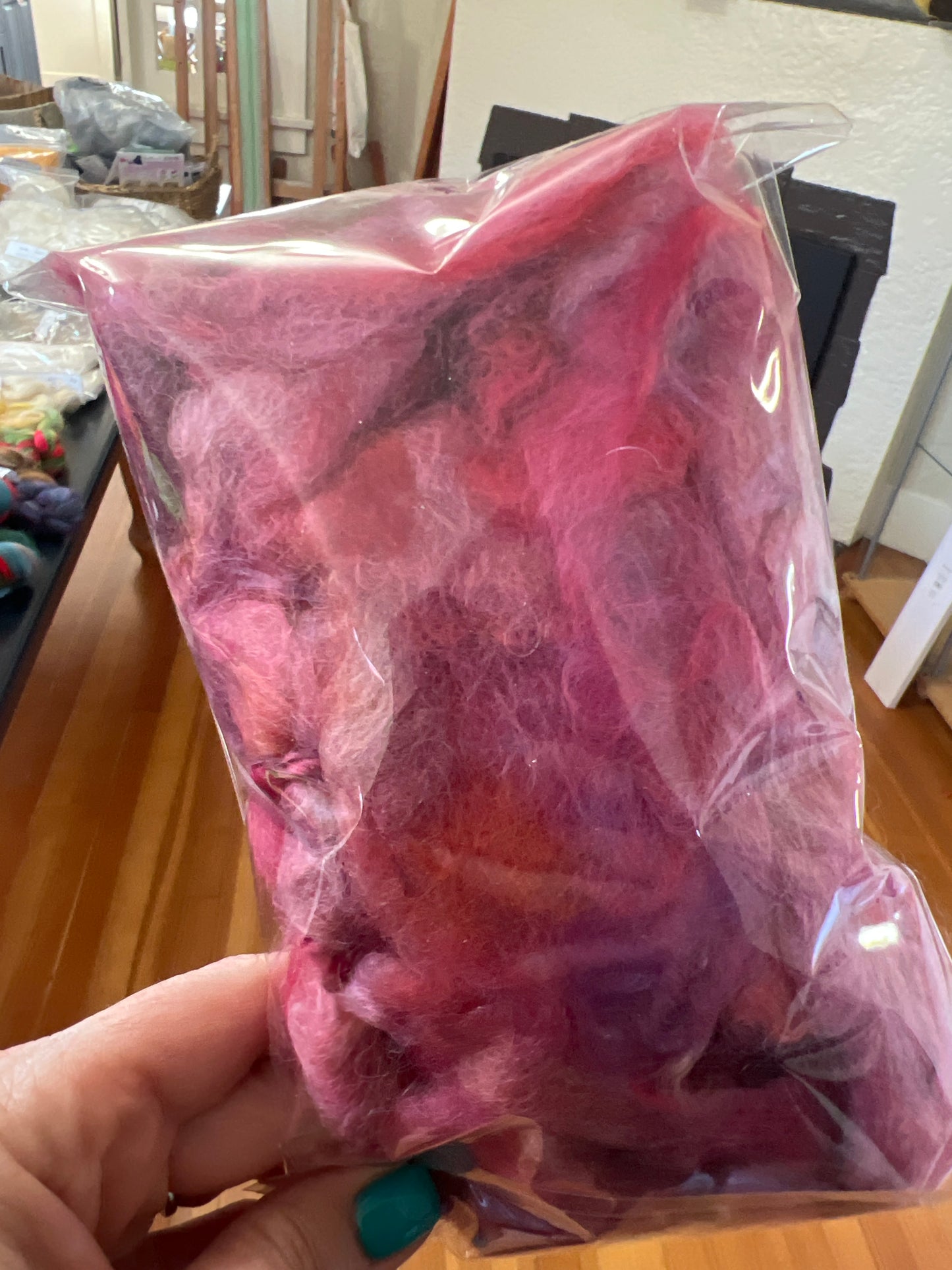 Hand dyed Romney - Hot Pinks