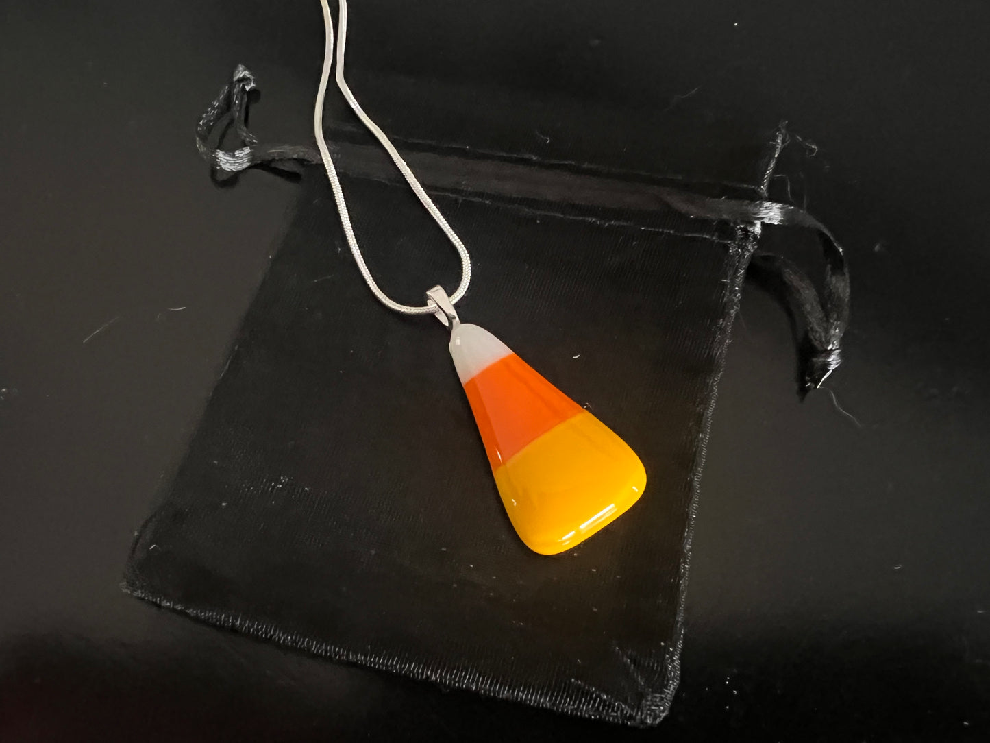 Candy Corn Fused Glass Necklaces