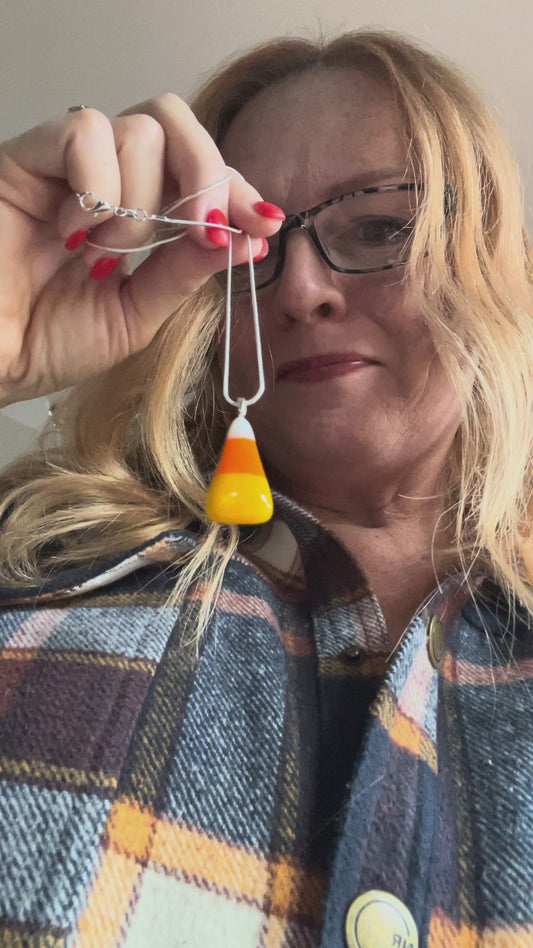 Candy Corn Fused Glass Necklaces